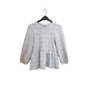 Blu Pepper Women's Gray and White Knit Peplum Sweater Size Small